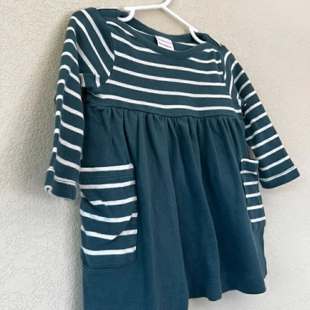 Hanna Andersson Striped Long Sleeve Dress With Pockets Size 12-18M